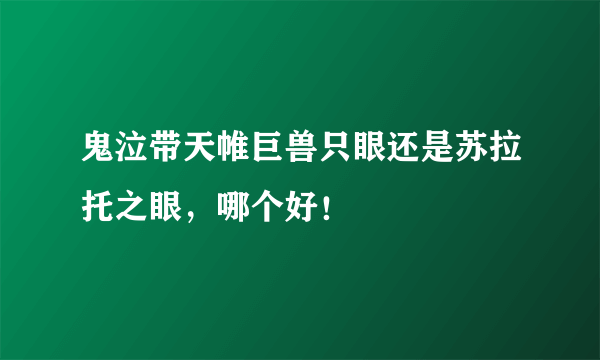 鬼泣带天帷巨兽只眼还是苏拉托之眼，哪个好！