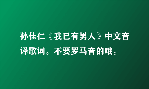 孙佳仁《我已有男人》中文音译歌词。不要罗马音的哦。