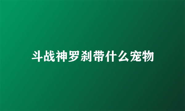 斗战神罗刹带什么宠物