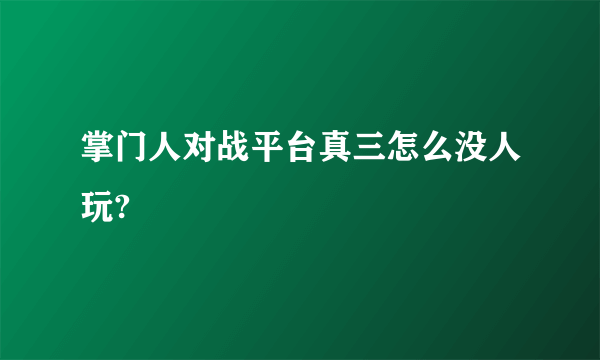 掌门人对战平台真三怎么没人玩?