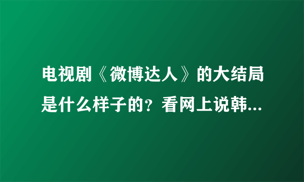 电视剧《微博达人》的大结局是什么样子的？看网上说韩子靖被暗杀了，是这样的吗？就这样剧终了吗？