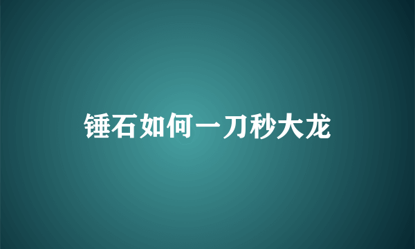 锤石如何一刀秒大龙