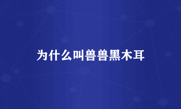 为什么叫兽兽黑木耳