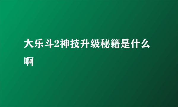 大乐斗2神技升级秘籍是什么啊