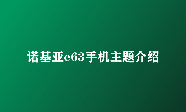 诺基亚e63手机主题介绍
