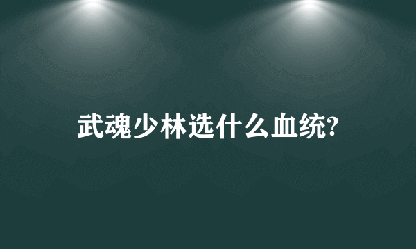 武魂少林选什么血统?