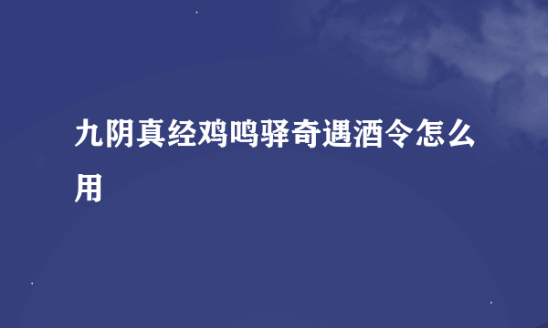 九阴真经鸡鸣驿奇遇酒令怎么用