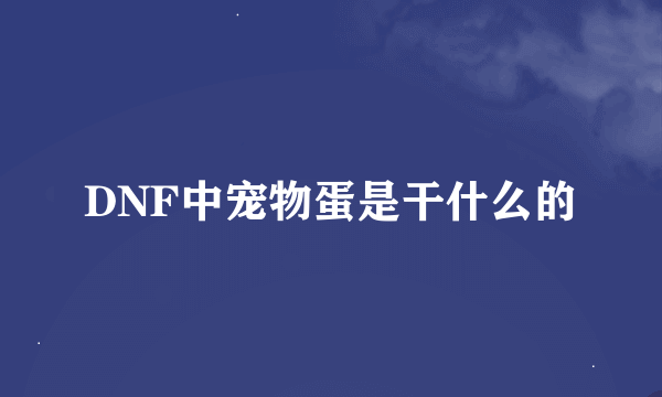 DNF中宠物蛋是干什么的