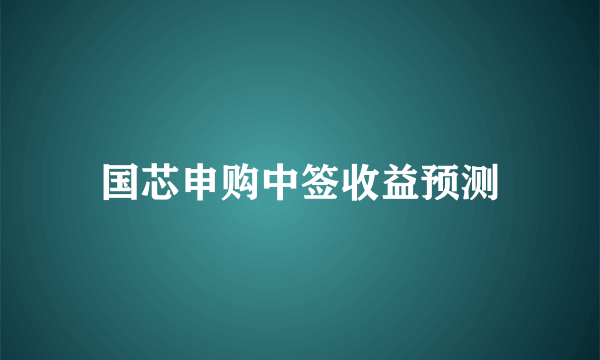 国芯申购中签收益预测