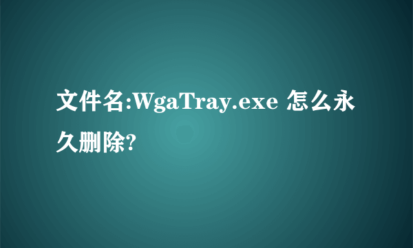 文件名:WgaTray.exe 怎么永久删除?