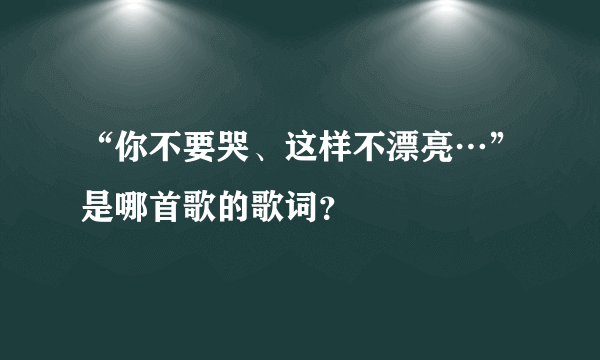 “你不要哭、这样不漂亮…”是哪首歌的歌词？