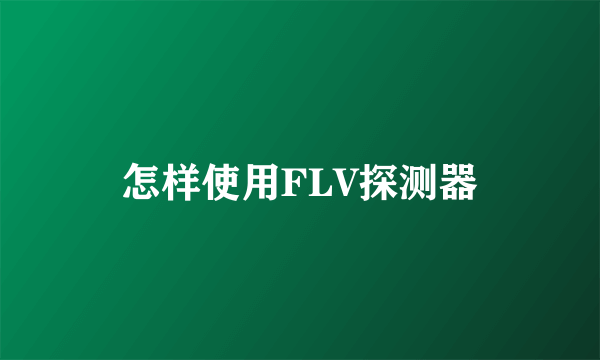 怎样使用FLV探测器
