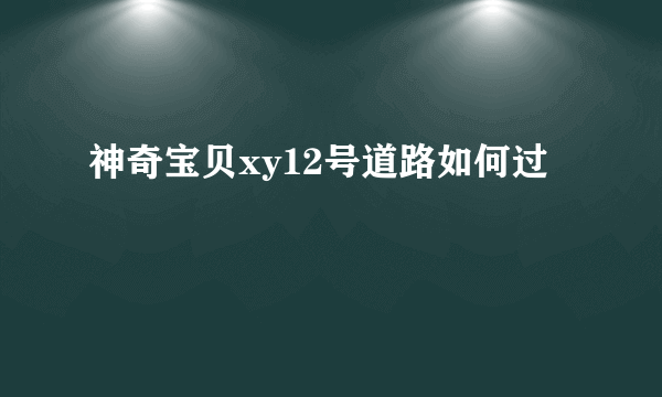 神奇宝贝xy12号道路如何过
