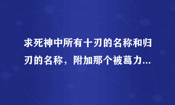 求死神中所有十刃的名称和归刃的名称，附加那个被葛力姆乔杀死的第六十刃。谢谢～