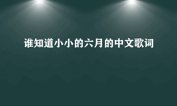 谁知道小小的六月的中文歌词