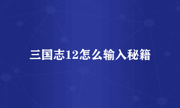 三国志12怎么输入秘籍