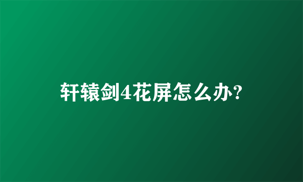 轩辕剑4花屏怎么办?
