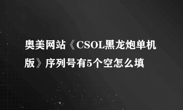 奥美网站《CSOL黑龙炮单机版》序列号有5个空怎么填