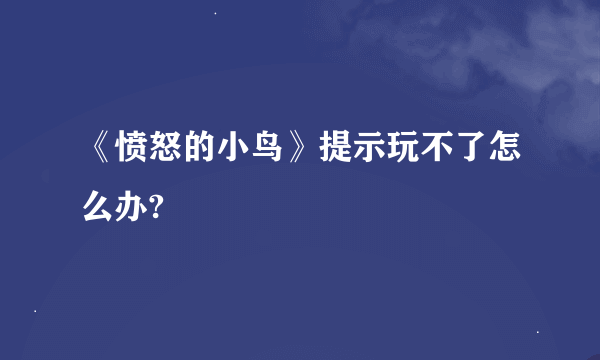 《愤怒的小鸟》提示玩不了怎么办?