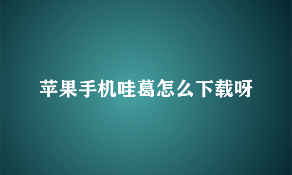 苹果手机哇葛怎么下载呀