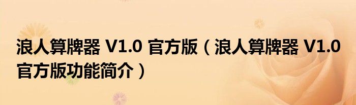 浪人算牌器V10官方版浪人算牌器V10官方版功能简介