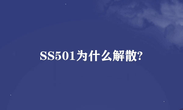 SS501为什么解散?