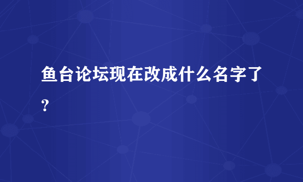 鱼台论坛现在改成什么名字了？