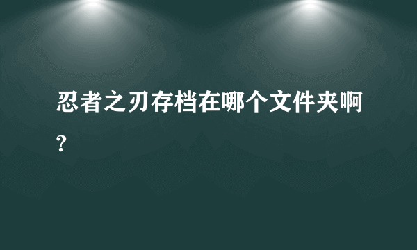 忍者之刃存档在哪个文件夹啊?
