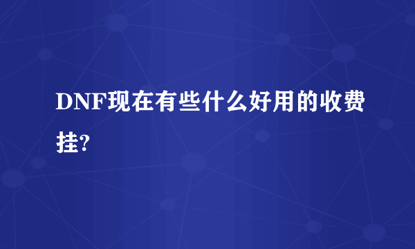 DNF现在有些什么好用的收费挂?
