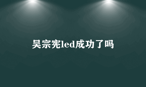 吴宗宪led成功了吗