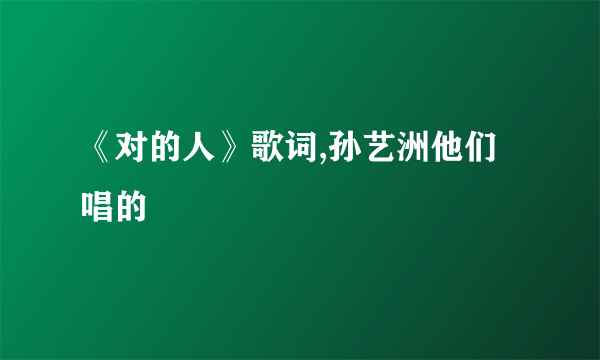 《对的人》歌词,孙艺洲他们唱的