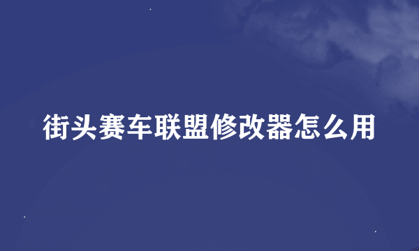 街头赛车联盟修改器怎么用