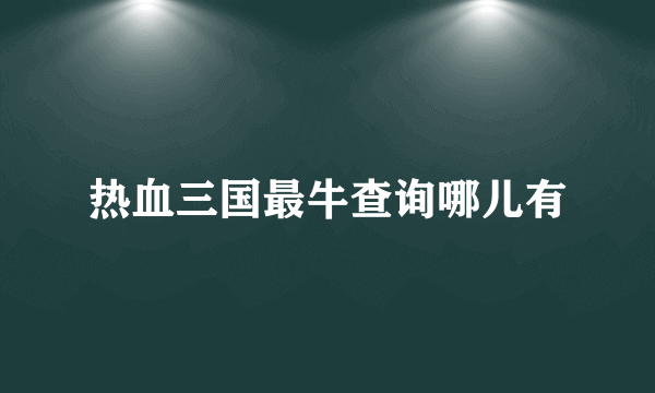 热血三国最牛查询哪儿有