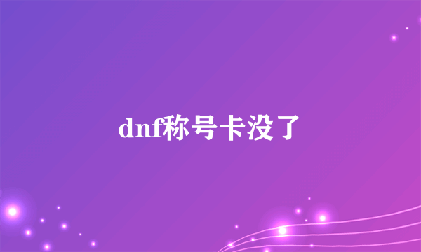 dnf称号卡没了