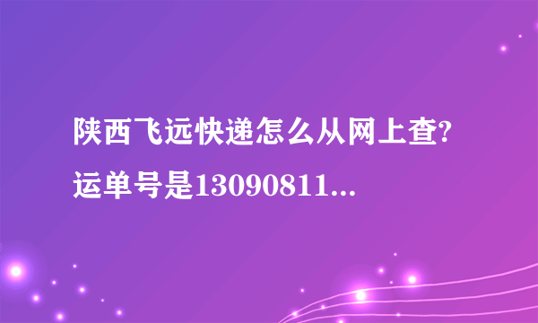 陕西飞远快递怎么从网上查?运单号是1309081140870