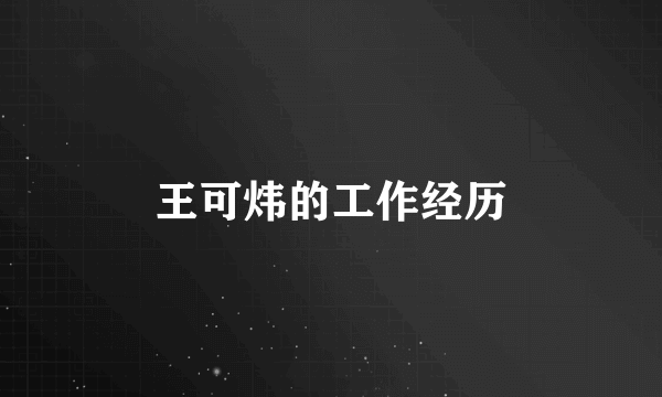 王可炜的工作经历