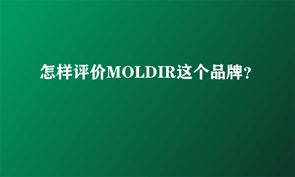 怎样评价MOLDIR这个品牌？
