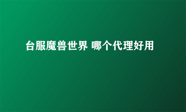 台服魔兽世界 哪个代理好用