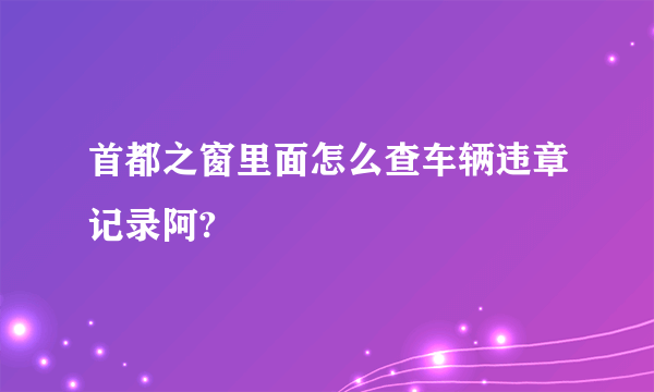 首都之窗里面怎么查车辆违章记录阿?