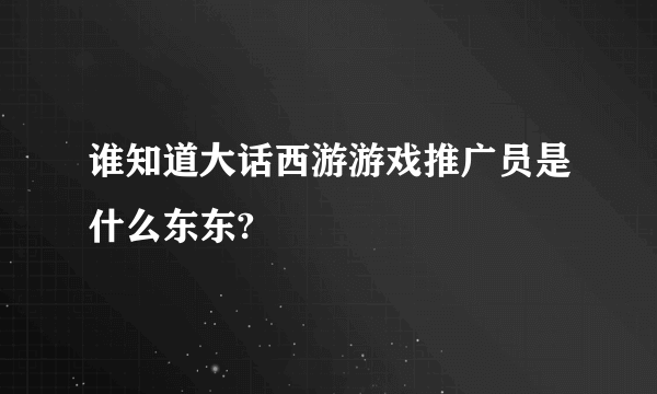 谁知道大话西游游戏推广员是什么东东?