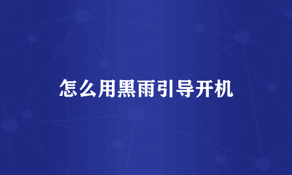 怎么用黑雨引导开机