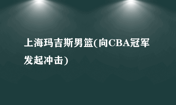 上海玛吉斯男篮(向CBA冠军发起冲击)
