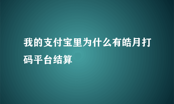 我的支付宝里为什么有皓月打码平台结算