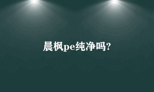 晨枫pe纯净吗?