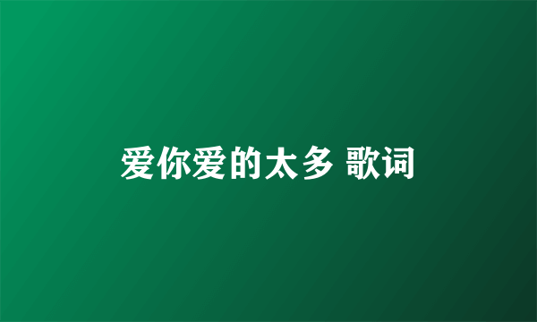 爱你爱的太多 歌词