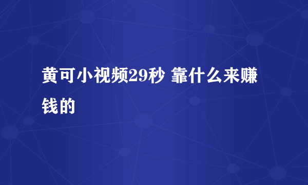 黄可小视频29秒 靠什么来赚钱的