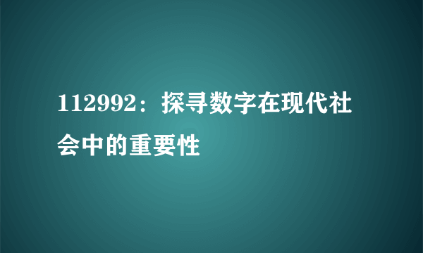 112992：探寻数字在现代社会中的重要性
