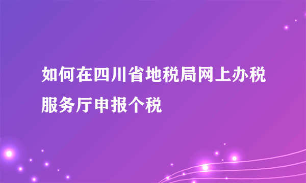 如何在四川省地税局网上办税服务厅申报个税
