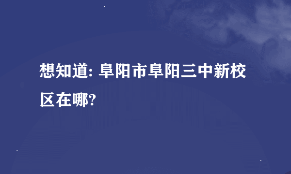 想知道: 阜阳市阜阳三中新校区在哪?