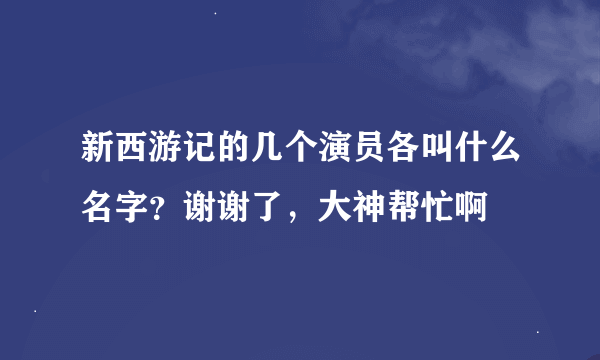 新西游记的几个演员各叫什么名字？谢谢了，大神帮忙啊